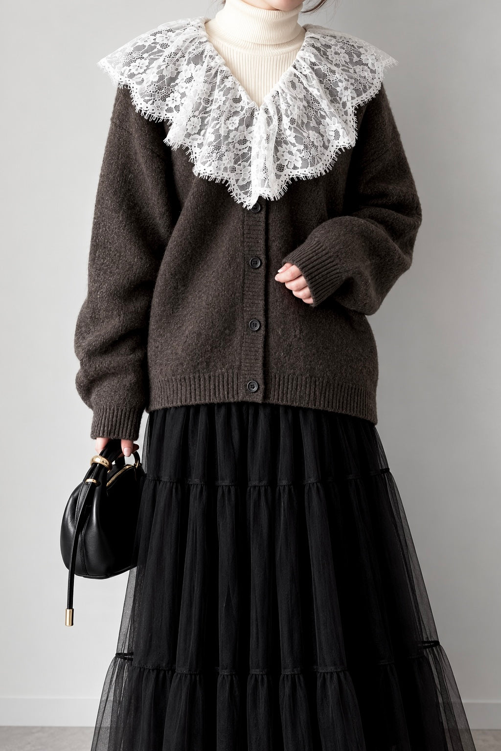 【予約販売】レースカラーニットカーディガン