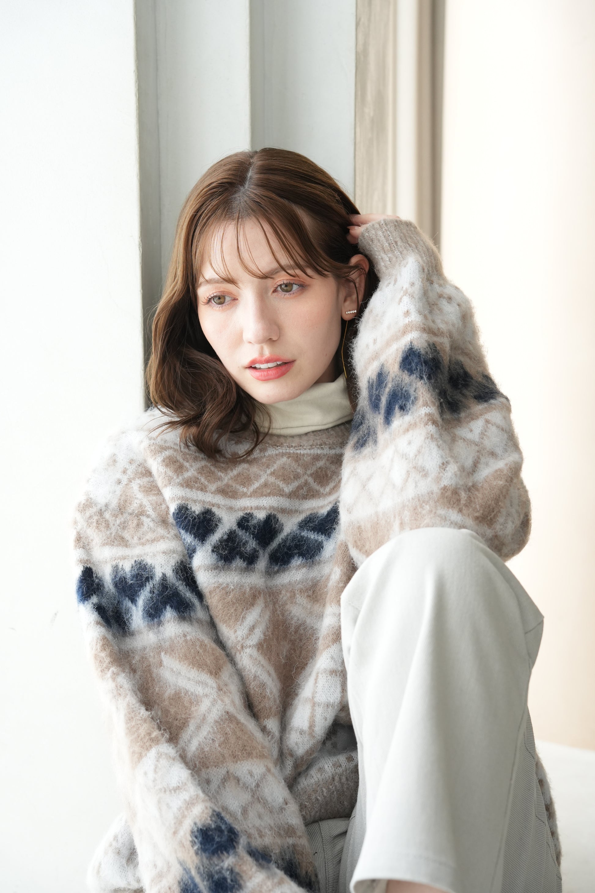 モヘアタッチノルディックニット