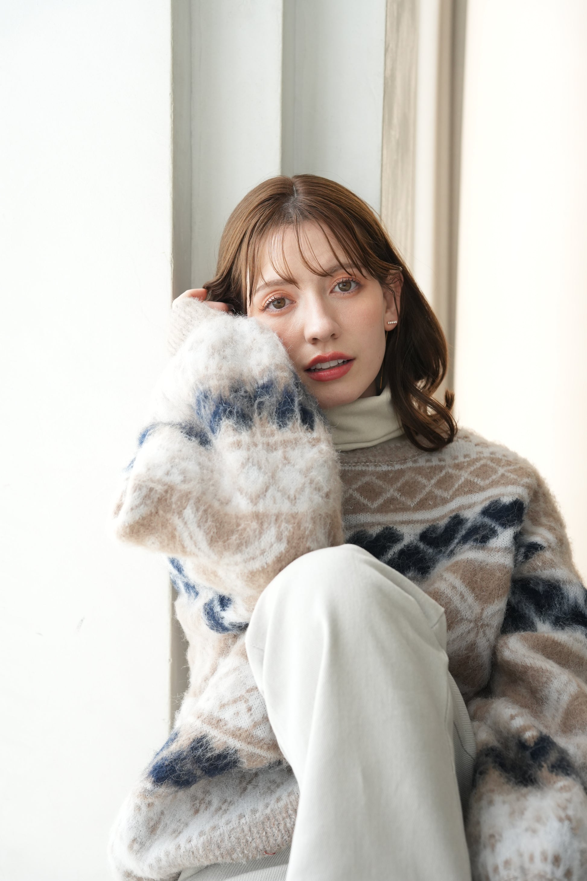 モヘアタッチノルディックニット