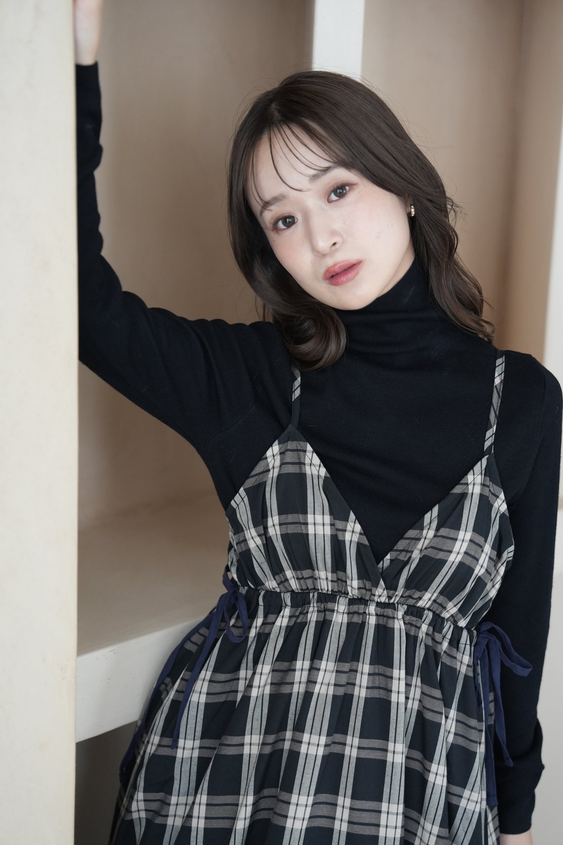 サイドリボンティアードキャミワンピース
